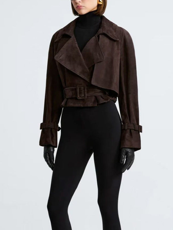 Egon Lapel Buckle Suede Jacket