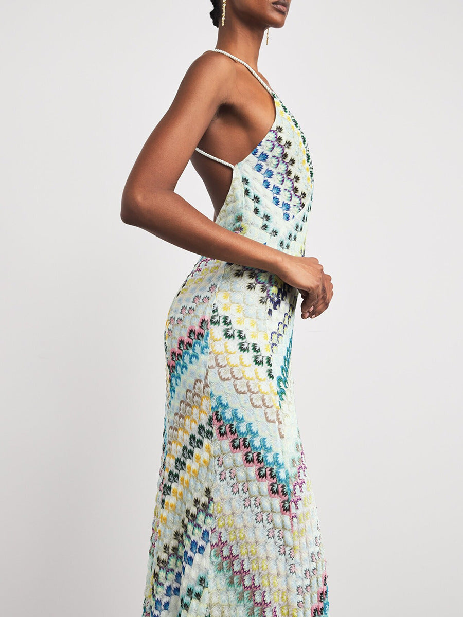 Dariy Spaghetti Backless Maxi Dress In Green