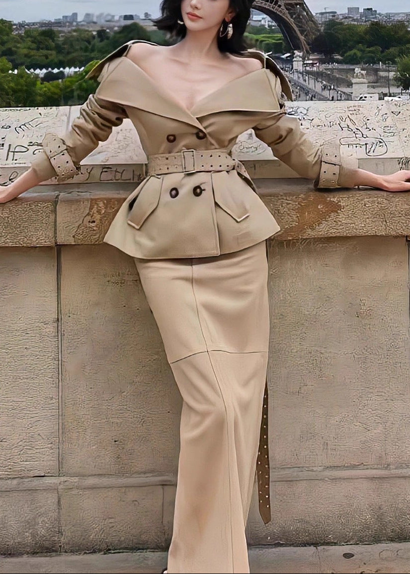 lizette Trench Coat Skirt Set