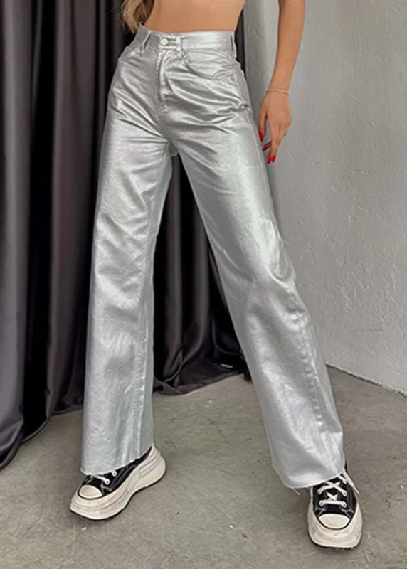Omya Metallic Jeans In Silver