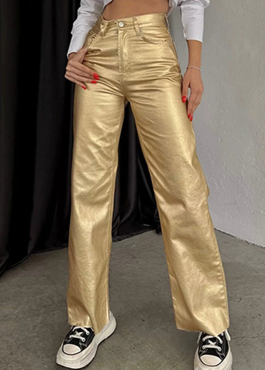 Omya Metallic Jeans In Gold