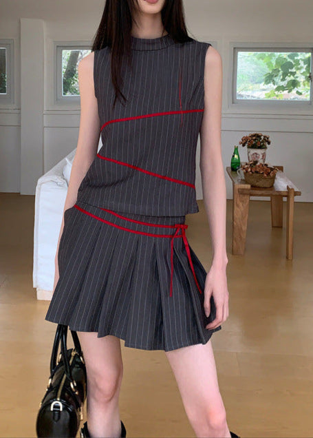 Lavanya Stripe Butterfly Sleeveless Skirt Set