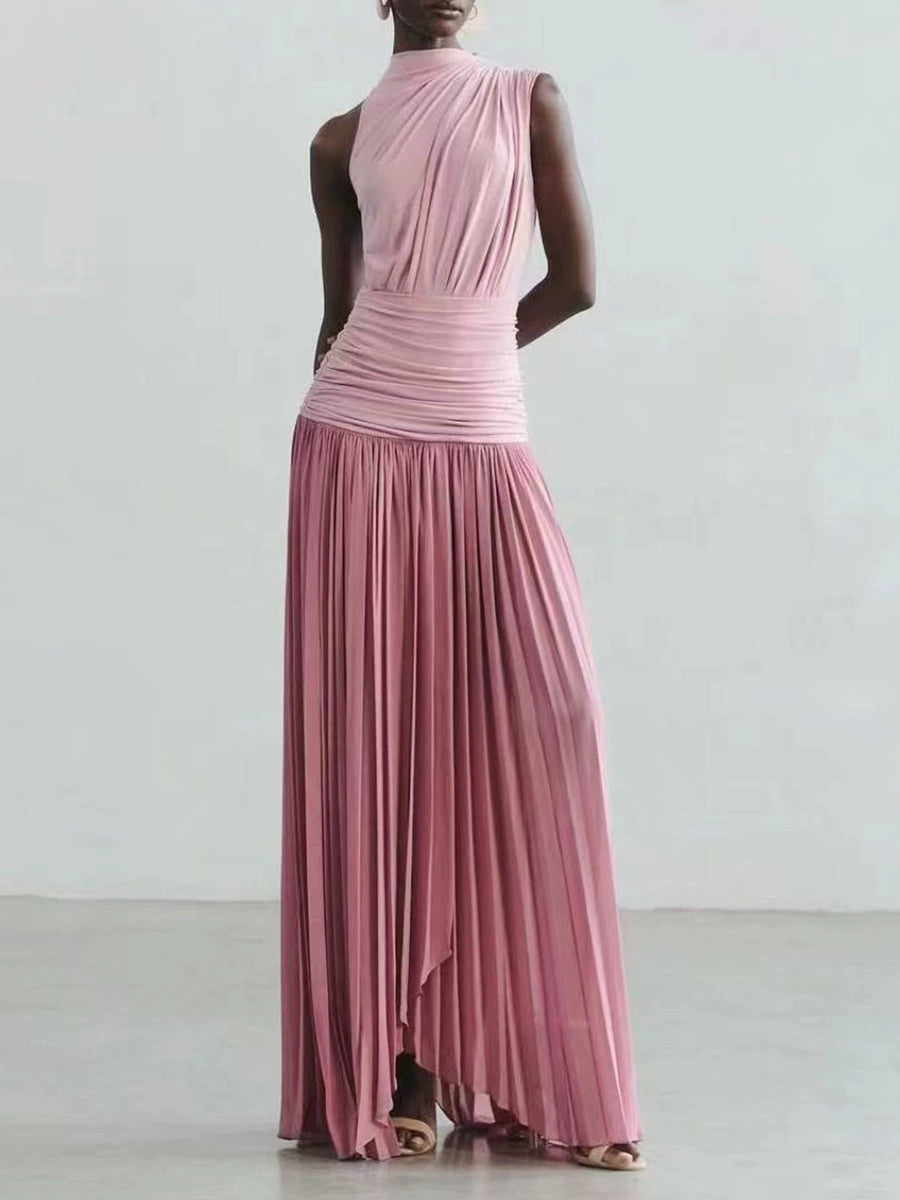 Clarette Asymmetric Ruch  Maxi Dress