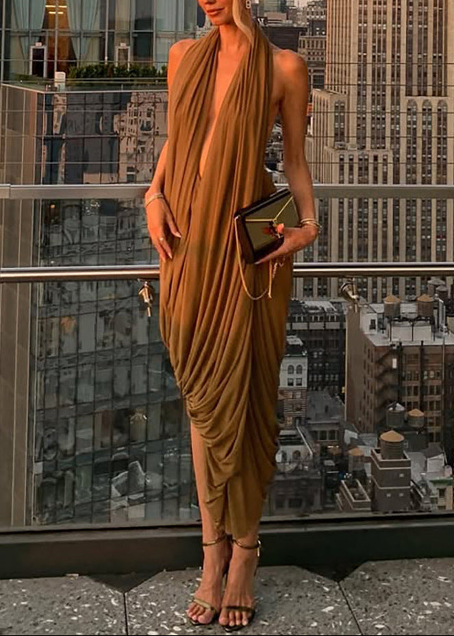 Fable Plunge Draped Midi Dress