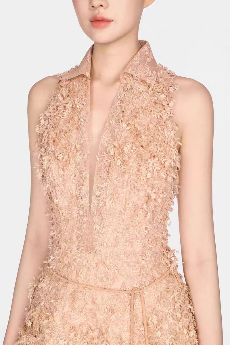 Chastity Halter Neck Lace Fringe Playsuit