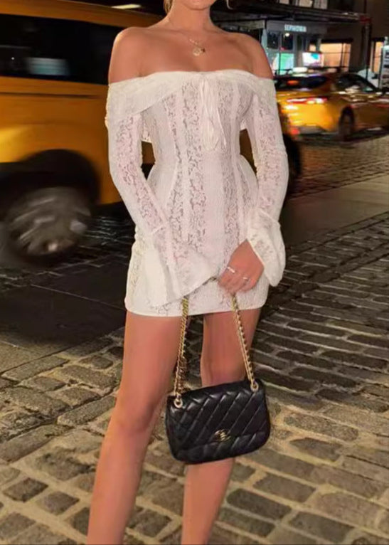 Elijah Lace Off Shoulder Cutout Mini Dress