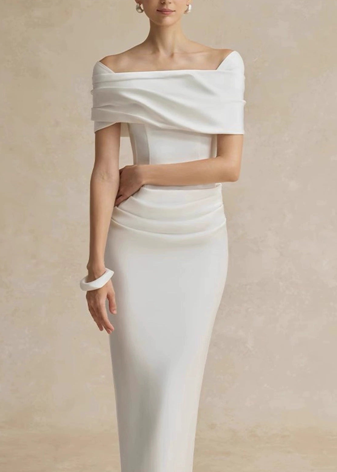 Pryndis Off Shoulder Ruch Maxi Dress