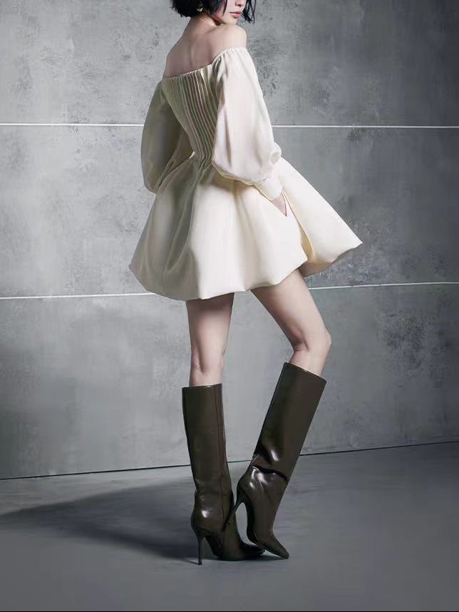 Edite Off Shoulder Ruch Mini Dress