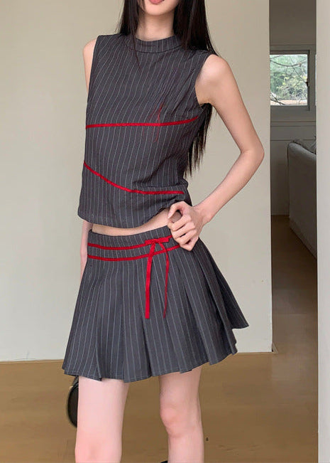 Lavanya Stripe Butterfly Sleeveless Skirt Set