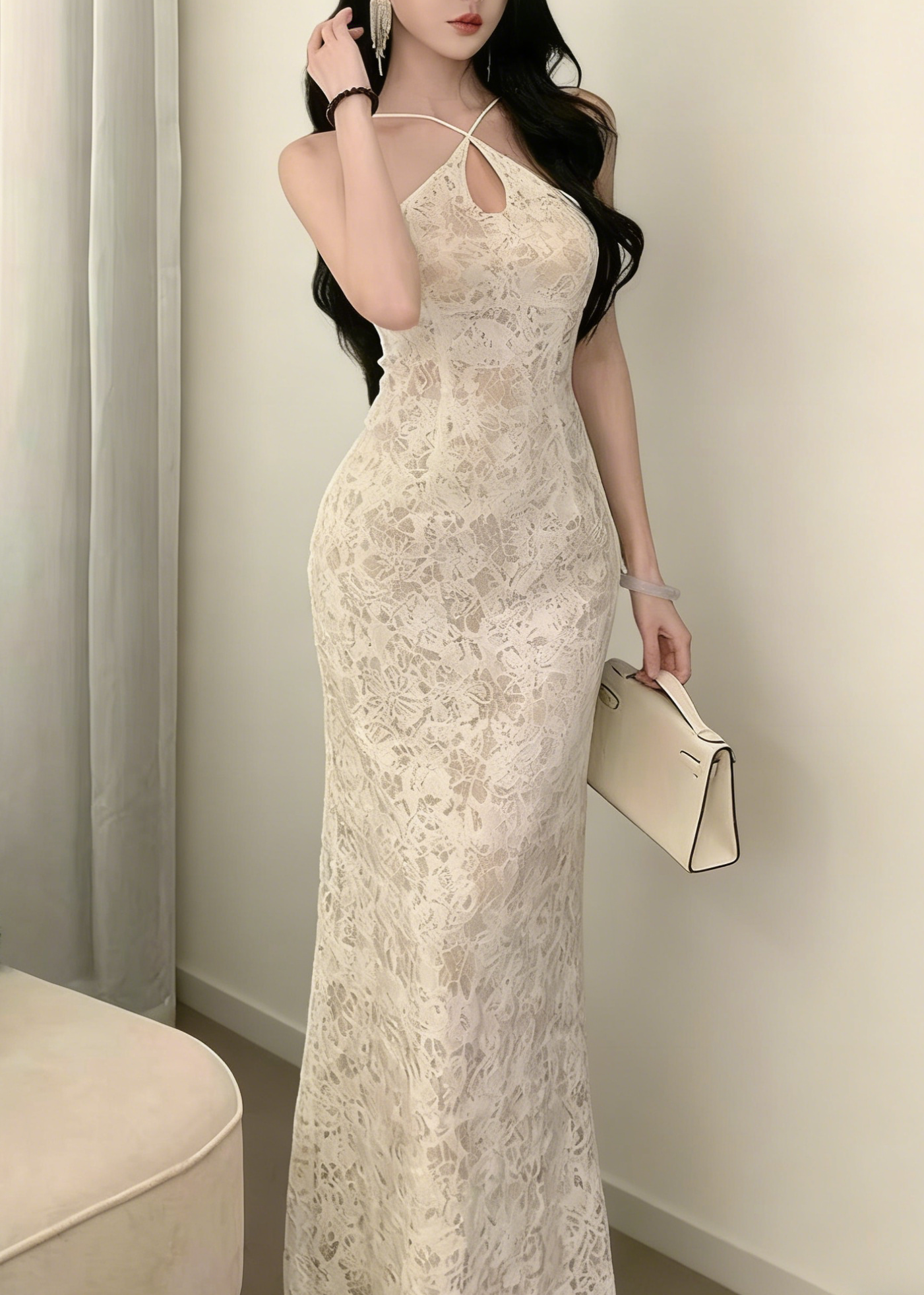 Emory Lace Backless Mermaid Maxi Dress