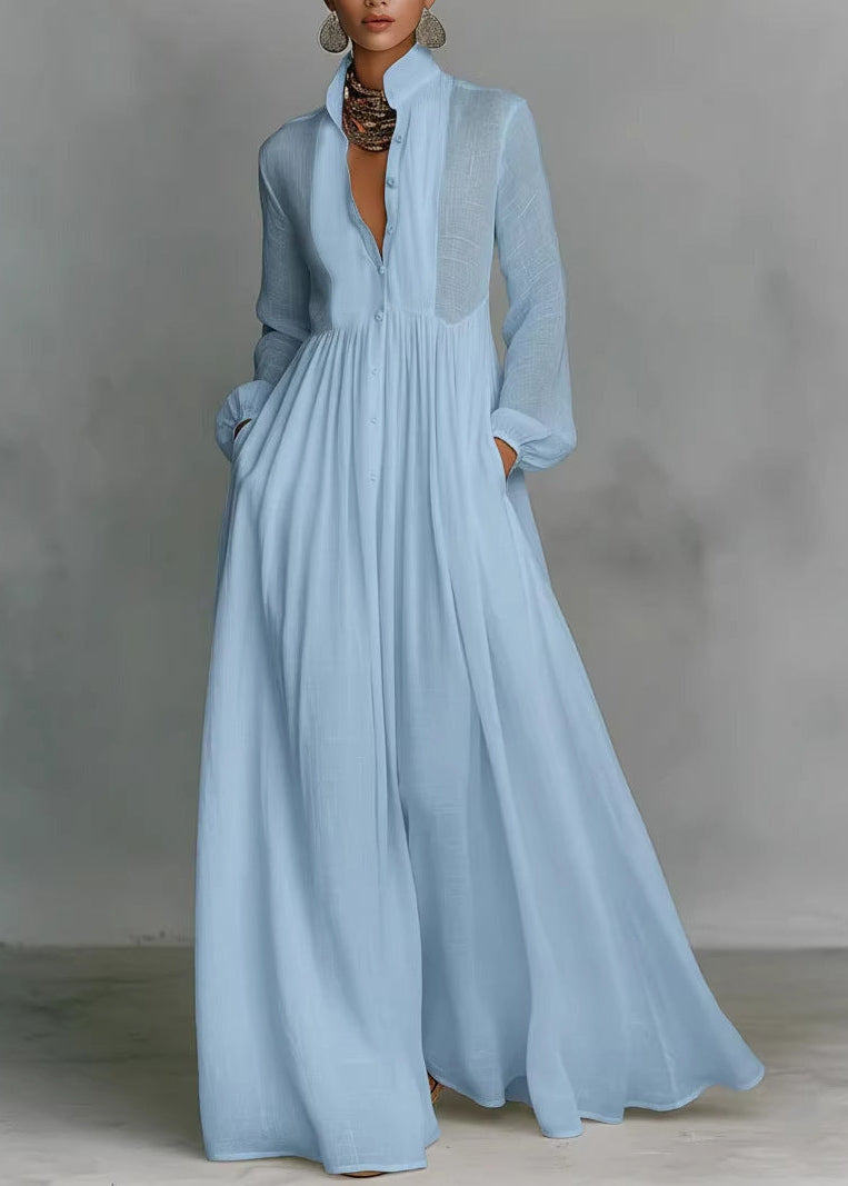 Flaithri Plunge Ruch Maxi Dress In Blue