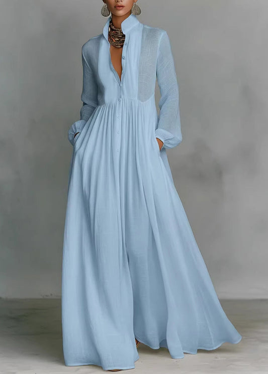 Flaithri Plunge Ruch Maxi Dress In Blue
