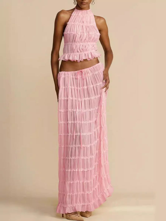 Bernd Ruch Backless Skirt Set In Pink