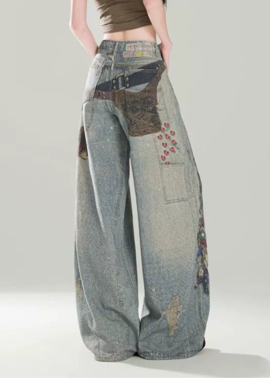 Ardal Illusion Print Wide Jeans