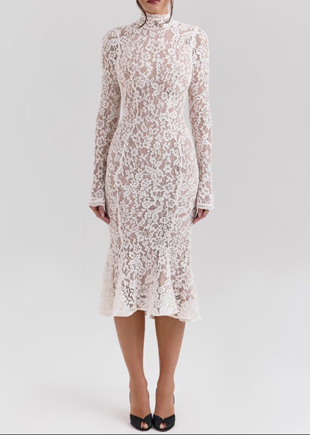 Bakr Lace Floral Bodycon Midi Dress