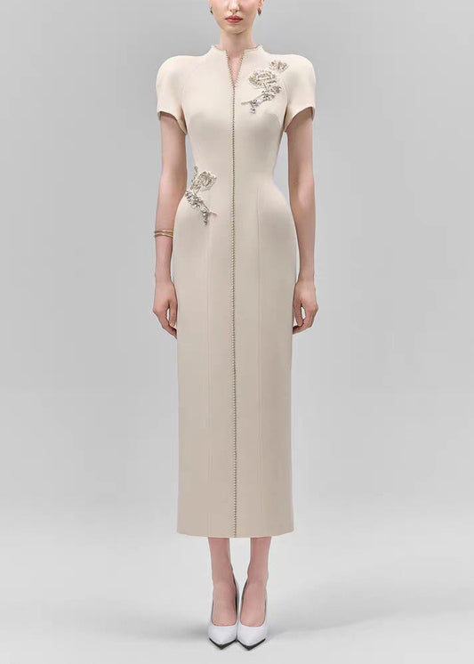 Dragoslav Embroidered Floral Qipao Maxi Dress