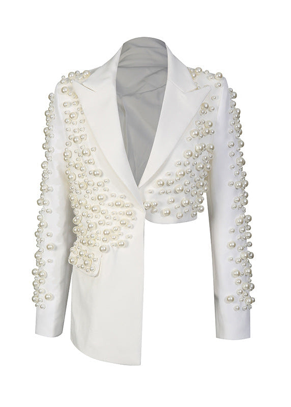 Dionisio Plunge Asymmetric Pearl Skirt Set