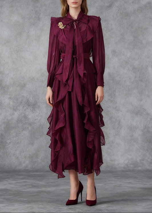 Darion Ruffle Maxi Dress In Purple