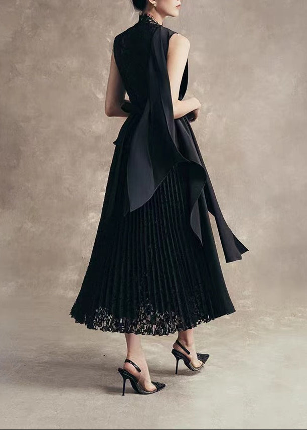 Darija Sleeveless Lace Ruch Midi Dress