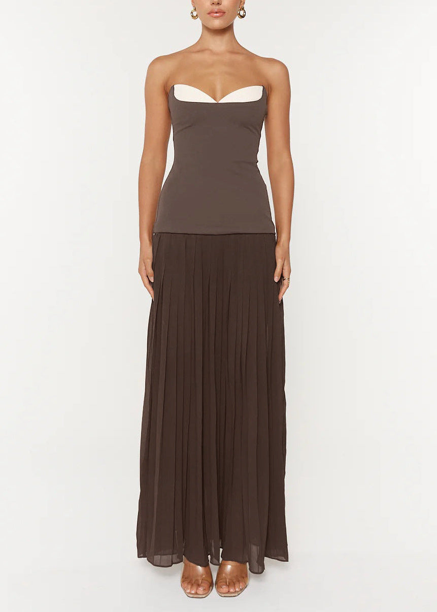 Diederick Strapless Bodycon Pleated Maxi Dress