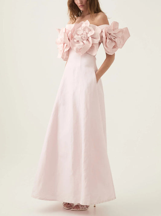 Camilla Flower Maxi Dress In Pink