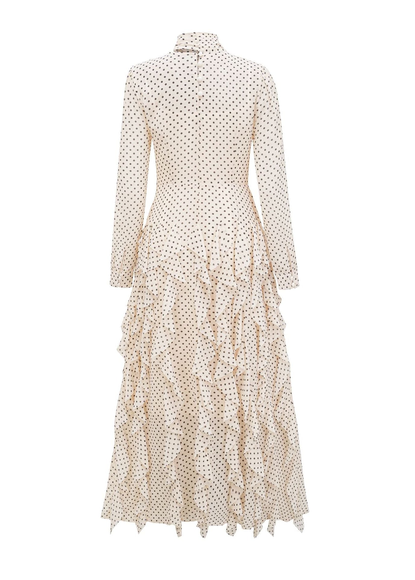 Dewitt Dot Bow Ruffle Maxi Dress