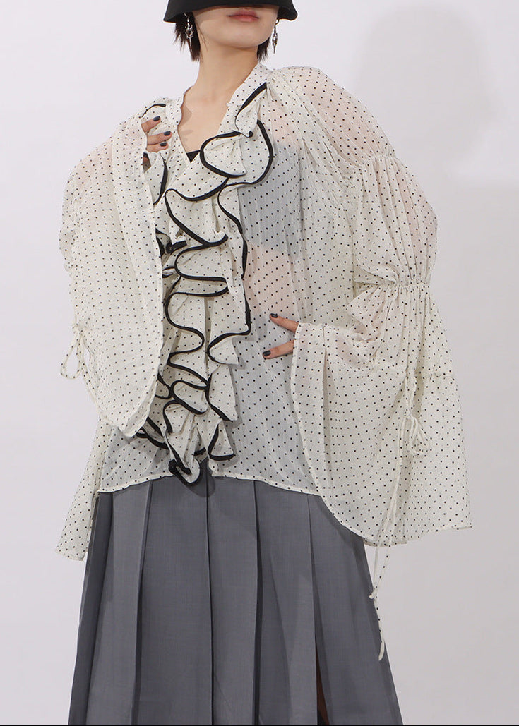 Eithne Ruffle Plunge Dot Top