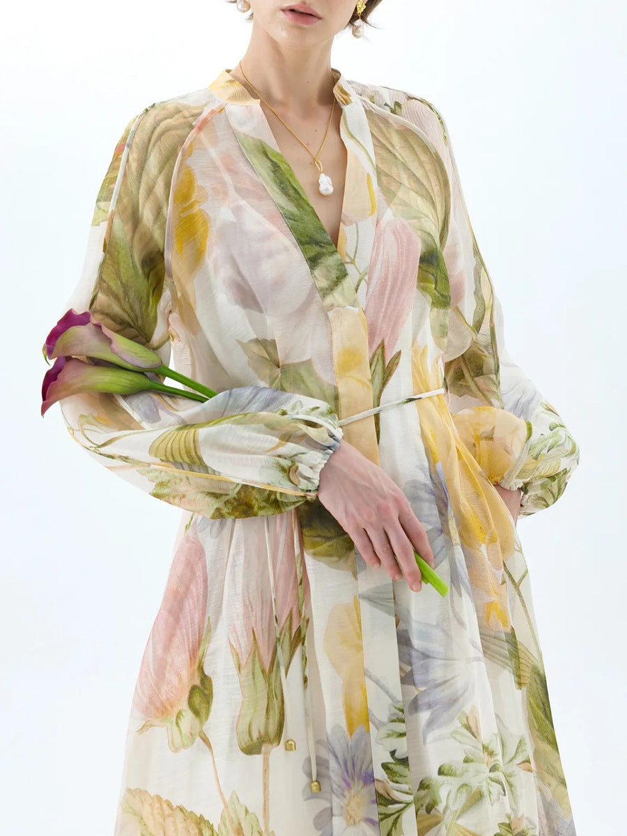 Fatmir Balloon Sleeve Floral Maxi Dress
