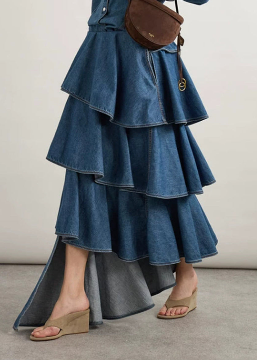 Dobrilo Asymmetric Ruffle Maxi Skirt