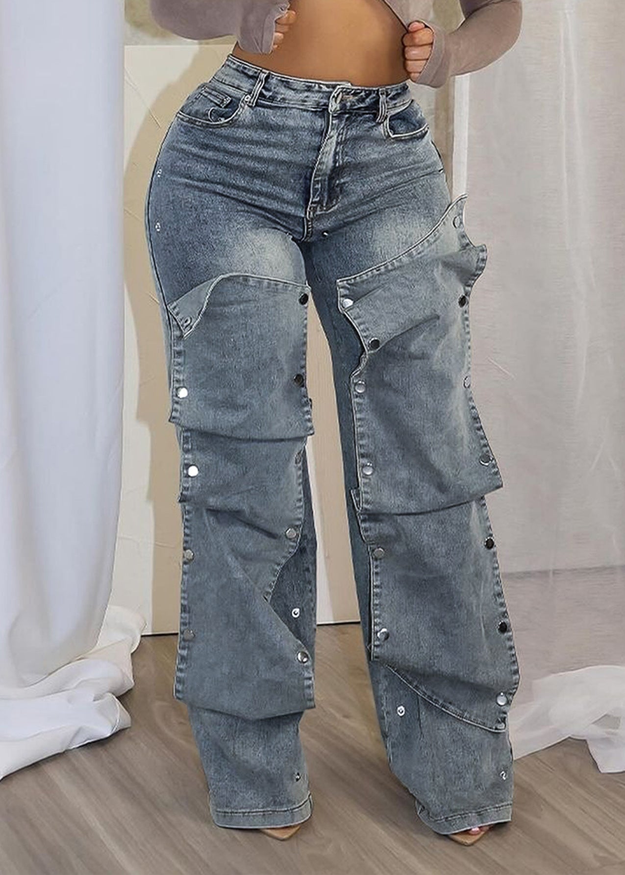 Upasana Snap Asymmetric Straight Jeans