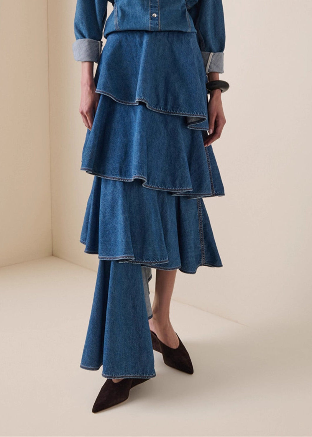 Dobrilo Asymmetric Ruffle Maxi Skirt