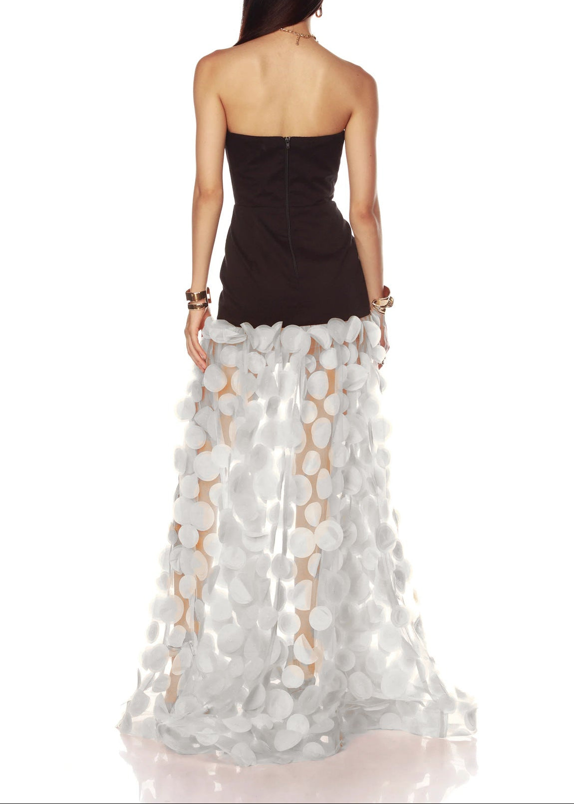 Boyan Dot Strapless Maxi Dress In White