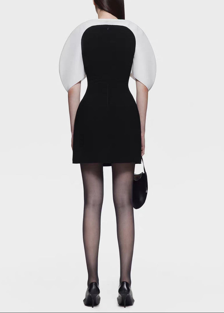 Fahriye Puff Sleeve Colorblock Mini Dress