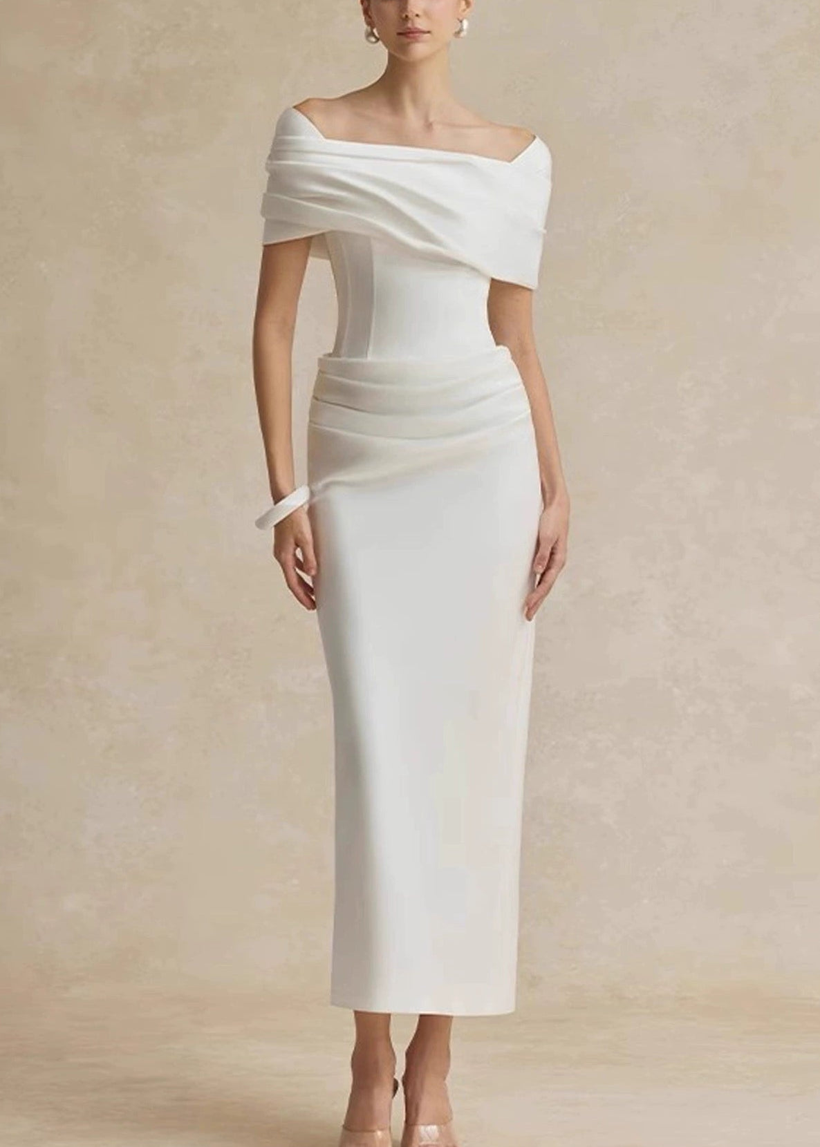 Pryndis Off Shoulder Ruch Maxi Dress