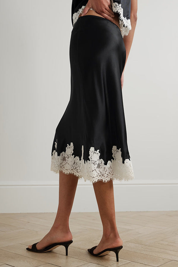 Fedir Plunge Lace Skirt Set