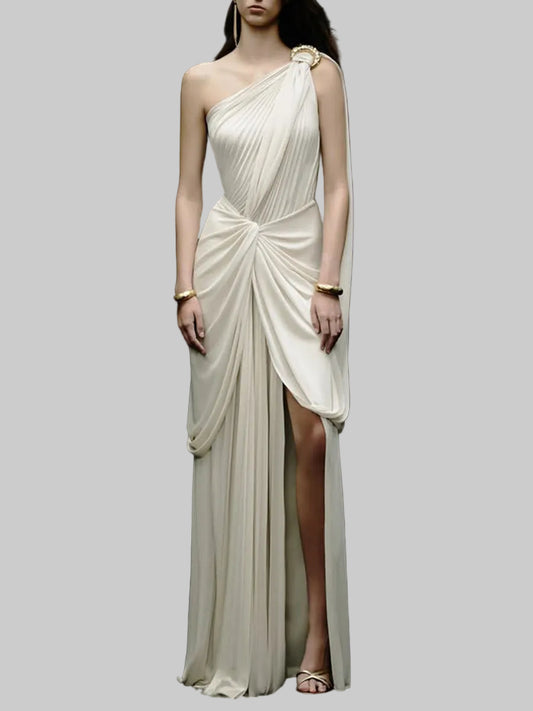 Cadwalader One Shoulder Asymmetric Draped Maxi Dress
