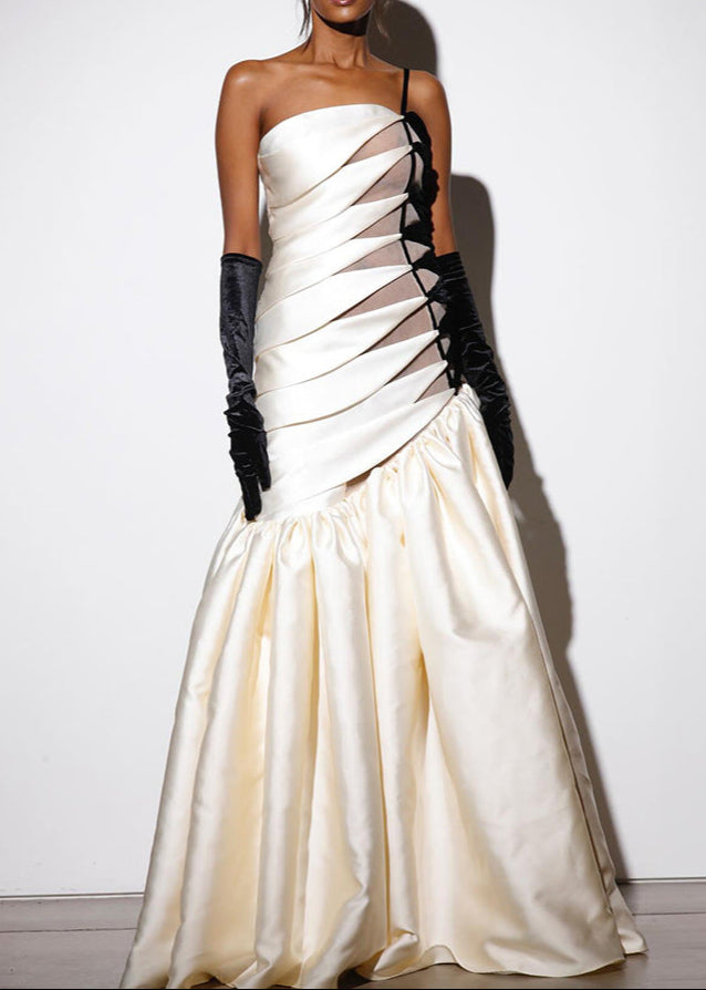 Bakarne Satin Braided Rope Maxi Dress
