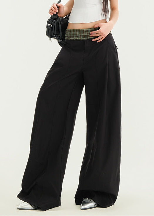 Dafna Grid Wide Leg Pants In Black