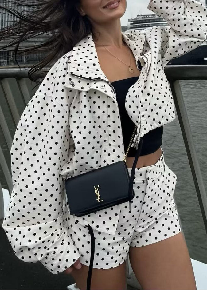 Fatemeh Lapel Dot Pants Set
