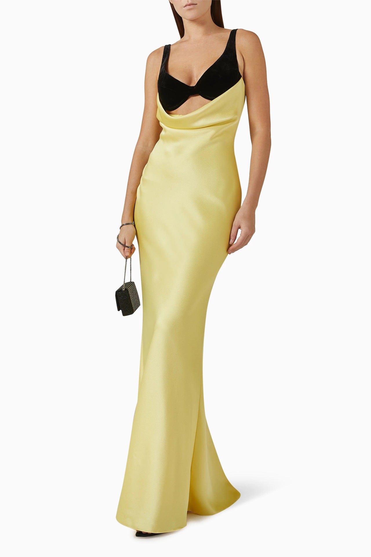 Amadi Cutout Cowl Neck Satin Maxi Dress