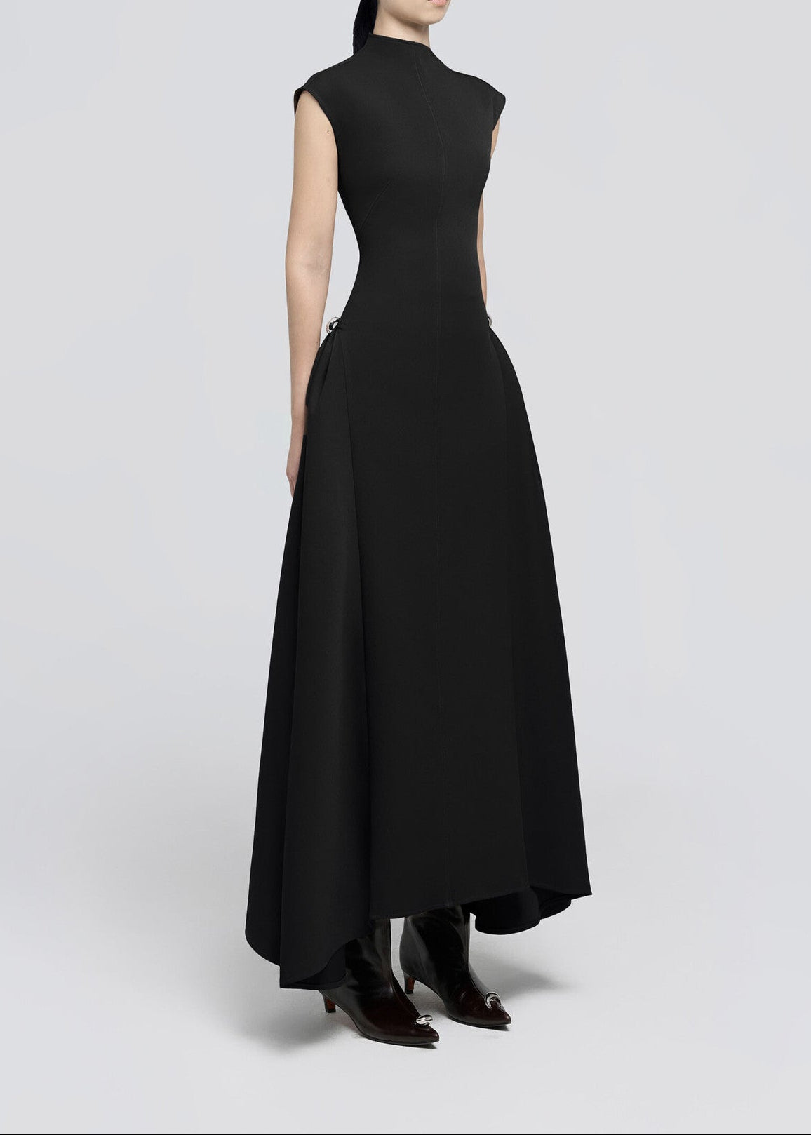 Blahoslav Sleeveless Asymmetric Maxi Dress In Black