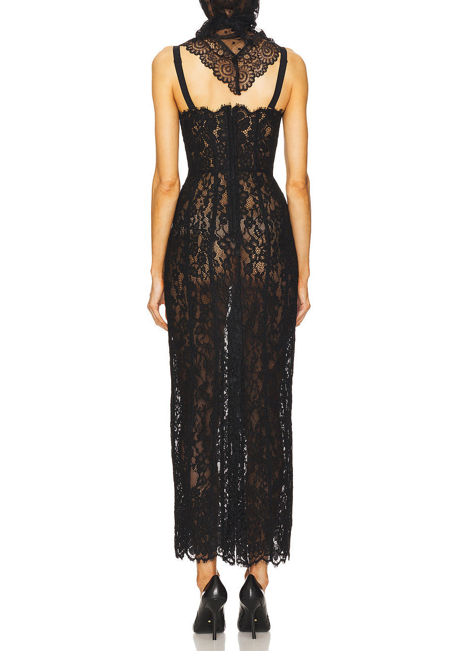 Doruk Lace Maxi Dress In Black