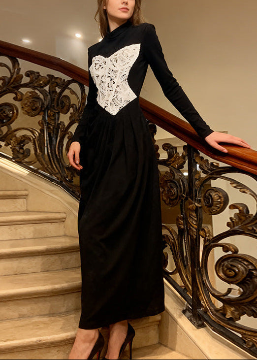 Elisei Lace Long Sleeve Split Maxi Dress