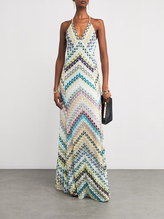 Dariy Spaghetti Backless Maxi Dress In Green