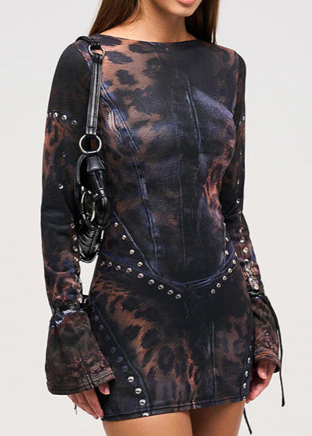 Aimilios Leopard Print Bodycon Mini Dress