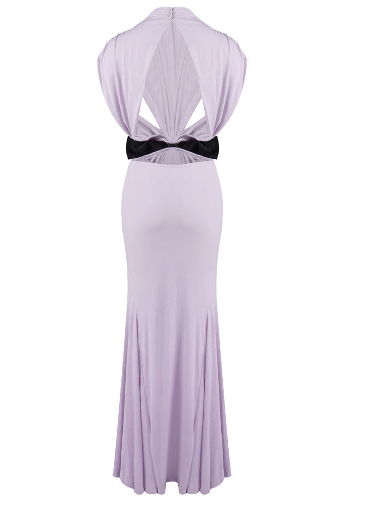 Celsus Lace Up Cutout Bow Maxi Dress