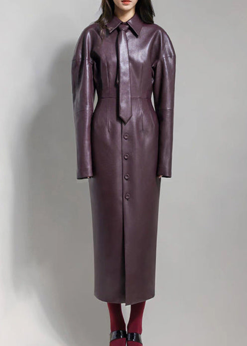 Wail Leather Button Up Maxi Dress