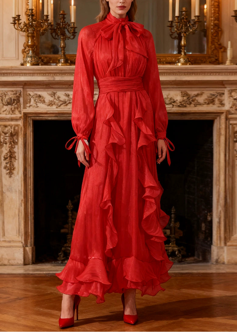 Chaz Ruffle Ruch Maxi Dress