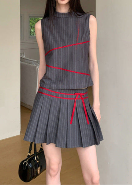 Lavanya Stripe Butterfly Sleeveless Skirt Set