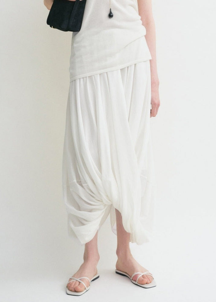 Fayruz Draped Twist Maxi Skirt In White